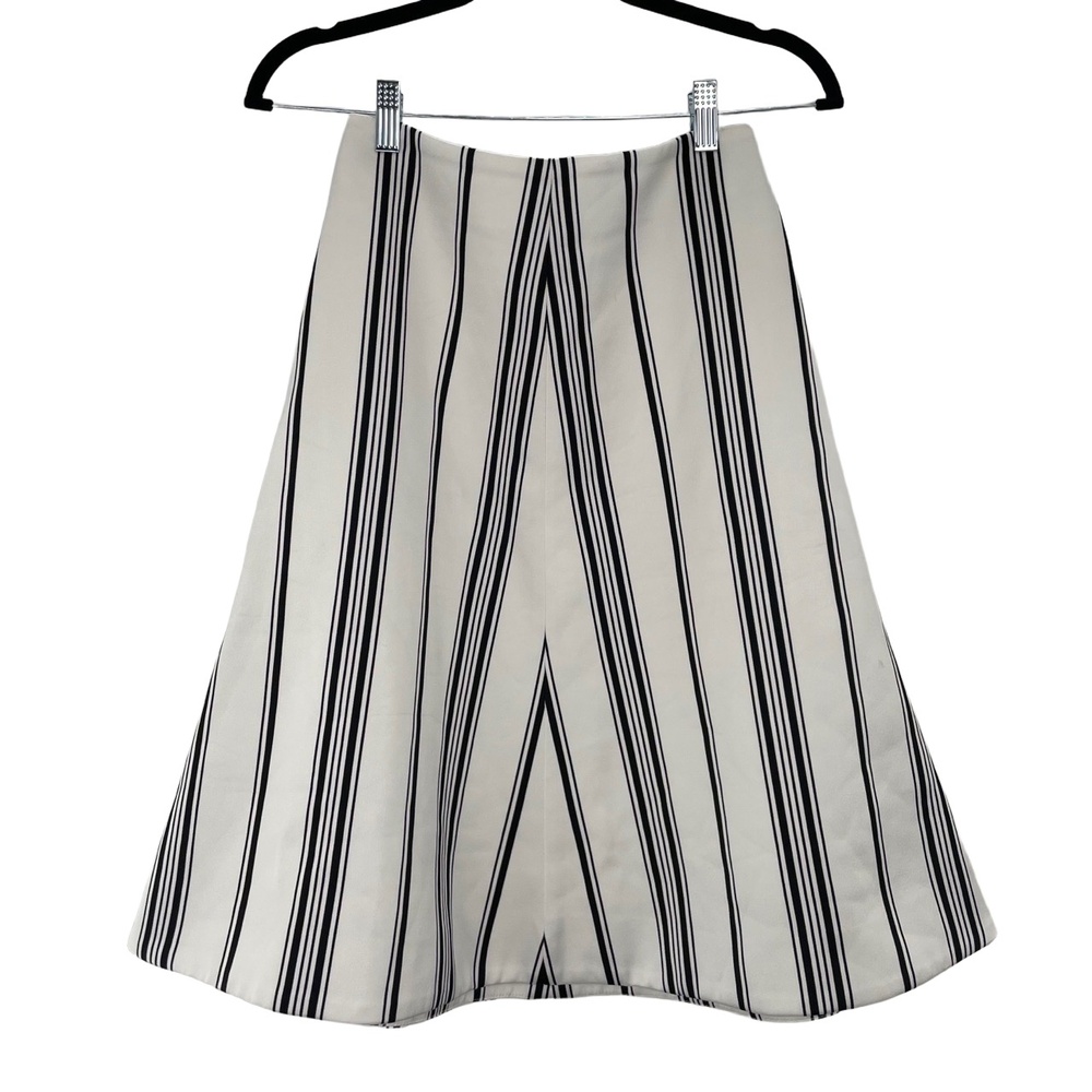 Cameo Women's White Black Purple Vertical Stripe A-Line‎ Midi Skirt Size XS
